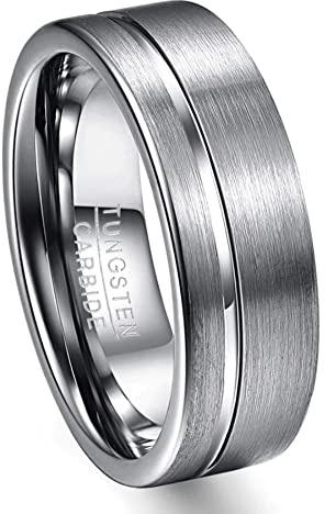 ZENSE - Bague homme satinée rainurée en acier argenté ZR0172, taille 58