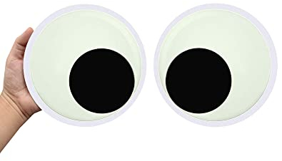 Cinvo Leuchtende Wackelaugen, selbstklebend, 18 cm, riesige Augen, leuchten im Dunkeln, großes Deko für Party, Kühlschrank, Tür, Weihnachtsbäume, Auto, DIY-Projekte, 2 Stück