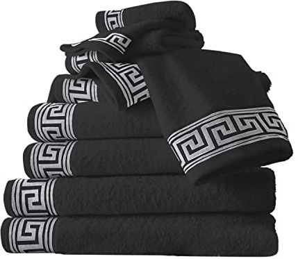 GC GAVENO CAVAILIA Lot de 8 Serviettes 500 g/m² | 2 essuie-Mains + 2 Serviettes de Bain + 4 Serviettes pour Le Visage | Lot Familial de Serviettes en Coton égyptien | Anthracite