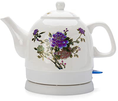 NEWCES Electric Water Kettle Raditional Electric Kettle Country Rose Ceramic Cordless Fast Boil 1L Electric Vintage Style Electric Hot Water Tea Kettle Electric Tea Kettle