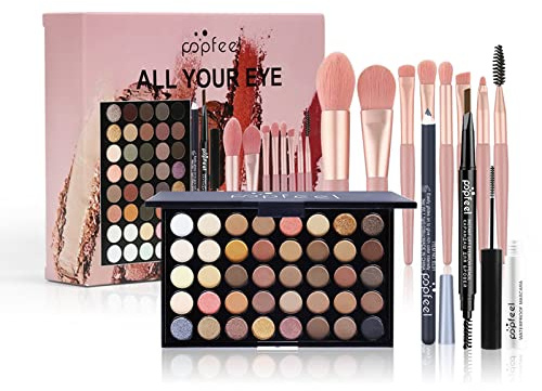 Joyeee Make-up-Set All-in-One Mädchen Makeup Geschenkset für Frauen, komplettes Starter Kosmetik Set, inklusive Augenpinsel, Lidschatten-Palette, Augenbrauenstift, Mascara, Eyeliner Stift - SET002A