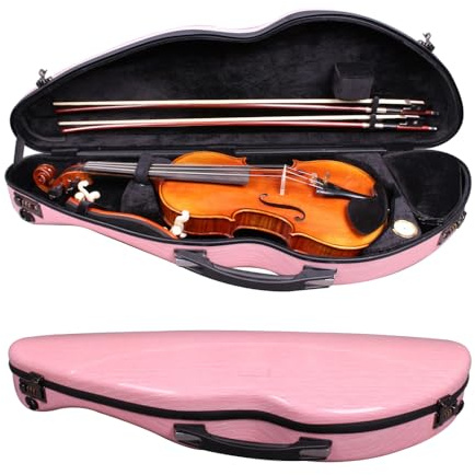 WUQIMUSC Violinenkoffer, 4/4-Größe, gemischte Kohlefaser, leicht, robuster Griff mit Passwortschloss (Pulver)