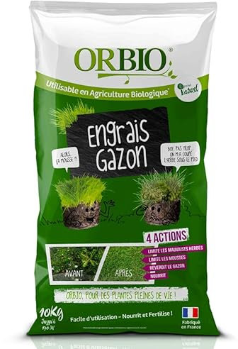 Engrais gazon 4 actions Orbio 10 kg