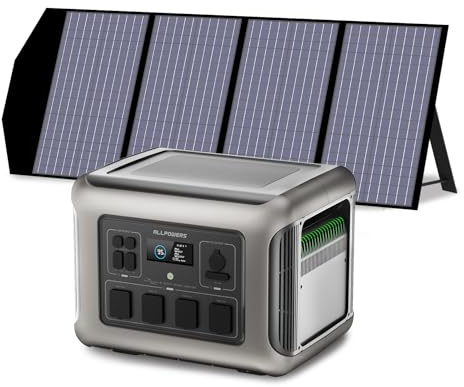 ALLPOWERS R2500 Solar Generator 2016Wh with 140W Portable Solar Panel | 4 X 2500W (4000W Surge) AC Outlets, Portable Power Station, Outdoor Generator for Home Backup Outdoors Camping RV Emergency