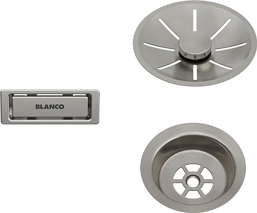 BLANCO Juego de desagüe y rebosadero para piscinas individuales | satin platinum