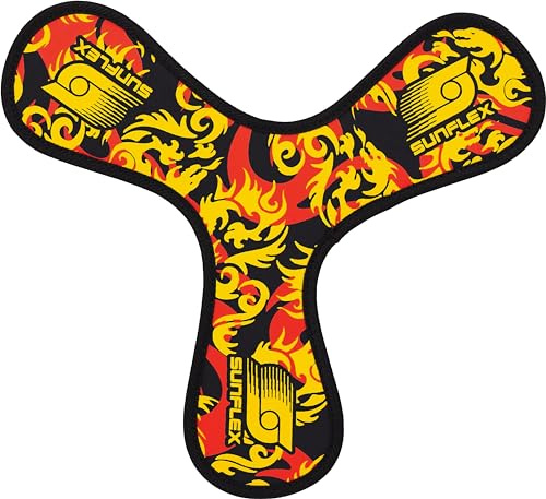 Sunflex® Neopren Cassini Flames Dragon | Leichter Bumerang für Strand und Park | wasserfest | weich | lässt Sich ohne Verletzungsgefahr fangen | extrem robust und für Jede Altersgruppe