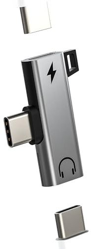 Adaptador de auriculares USB-C DAC Dual Type C Jack (2 en 1) para Apple iPhone 15 Pro Max Plus para iPad Air Mini Charger AUX Dongle cable de carga, cable divisor de audio compatible con Samsung