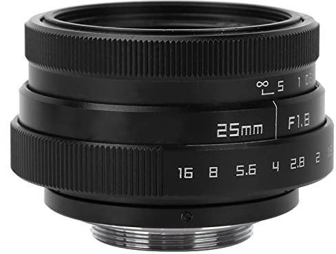 Objectif Grand Angle 25 Mm F1.8 Mini CCTV à Monture C, de Haute qualité, pour Appareil Photo sans Miroiravec Large Champ depour Les Bars, Magasins, Parkings, Maisons et Entrepôts