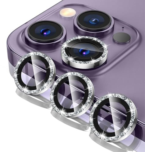 KSJEHW Protection Objectif Caméra Arrière pour iPhone 15 Pro 6,1'' & iPhone 15 Pro Max 6,7'', Accessoire Verre Trempé Anti-rayures Ultra Résistant Film(Argent)