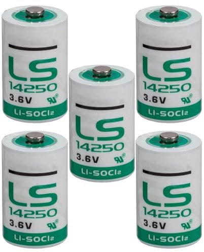 BenjiPower - 5 batterie LS14250 1/2 AA 3,6 V Li-SOCL2 Litio