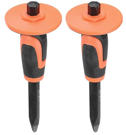 QUARKZMAN 2Pièces Burin de Maçonnerie 9,8 Pouces Garde à Main Tête Pointue Acier Carbone de Qualité Burin de Roche en Béton Brique La Casse La Sculpture, La Démolition La Division de Pierre