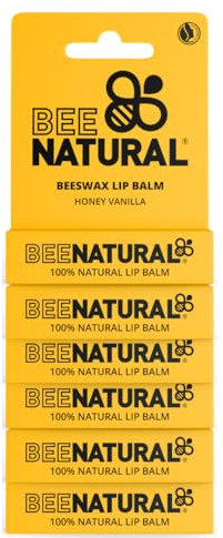 Bee Natural - 100% Natural Moisturising Lip Balm - Honey Vanilla - Pack of 6
