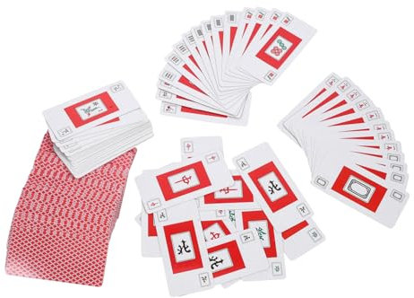 ibasenice 2 Satz Mahjong Spielkarten Aus PVC Glatte Oberfläche Tragbares Chinesisches Poker Mahjong Kartenset Für Reisen Und Camping