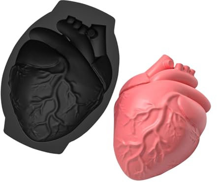 Halloween Silicone Moulds, Heart Shape, Silicone Chocolate Mould in Human Heart Shape - Kitchen Baking Tool, Heart Cake Mould, Cake Decoration Mould for Cupcake Topper, Cake Pop