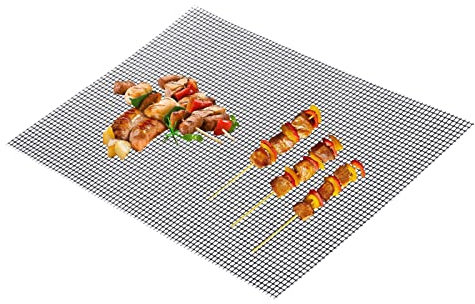 BBQ Mesh Grillmatte - Antihaftbeschichtete BBQ-Grillmatten - Robuste, wiederverwendbare hitzebeständige Grillmatten, 33 x 33 cm, leicht zu reinigen, funktioniert auf Holzkohle im Freien, Pelletgrill