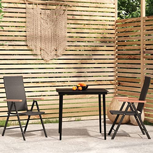 LXYZWRW Gartenmöbel-Set, 3-teilig, Schwarz, Gartenmöbel-Sets