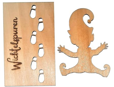 Viojrlly 2 Stück Wichtel Schablone Weihnachten, Fußabdrücke Holz Schablonen für Böden und Door