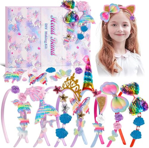 DIY Blumen Haarreif Set Mädchen, Haarschmuck für Mädchen, Haarreifen Mädchen Bastelset Kinder, Mode Mädchen Haar-Accessoires-Making Kit, Haarschmuck Bastelset Kinder ab 4 5 6 7 8 9 Jahre
