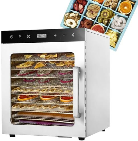 Deshidratador EléCtrico De Alimentos, Secador De Alimentos EléCtrico De 800 W,Bandejas De Acero Inoxidable 8/10,Para Cecina,Hierbas,Carne,Ternera,Frutas,Golosinas Para Perros Y Verduras,8Tray-220V