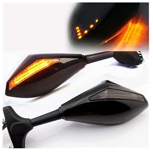 Motorrad Rückspiegel Für K&awasaki Für Ninja 6r 9r 650r 250r 636 Motorrad LED Blinker Spiegel Dekoration(Bright Black 2 Leds)