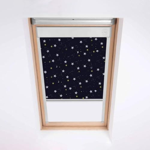 Classic Roof Blinds For Keylite Roof Windows - Blackout Blind - Nightfall -Silver Aluminium Frame (P04)