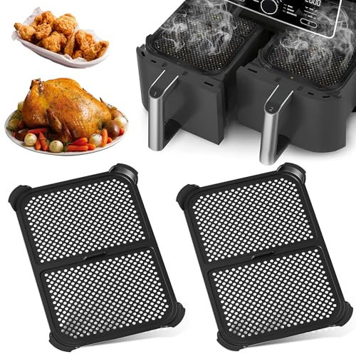 2 Stück Heißluftfritteuse Zubehör, Spritzschutz für Ninja AF400EU & AF451EU & DZ401, aus Hochwertigem Silikonm, Hohe Temperaturbeständigkeit und Leichte Reinigung, Ninja Foodi Max Dual Zone Zubehör
