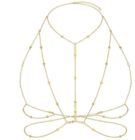 TELAIN Gold Belly Chains Body Chain with Elegant Design and Minimalist Elements, Waist Chain with Rhinestones and Stars, Accessories for Casual and Formal Outfits