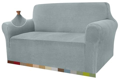 Granbest - Copridivano altamente elasticizzato, moderna fodera per divano in jacquard elastico per soggiorno, protezione per cani e animali domestici, 2 posti, grigio neutro