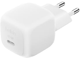 Belkin kompakt väggladdare 45 W, Snabbladdning med USB-C Power Delivery för Apple iPhone 16, 16 Plus, 16 Pro, 16 Pro Max, 15-serien, Samsung Galaxy S25, iPad, AirPods m.fl. - Vit