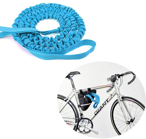 Fahrrad Abschleppseil 4.5m Elastisch, Einziehbar Kinderfahrrad Schleppleine Mit Tragetasche, Sicherheits-Traktionsseil (Neonblau)