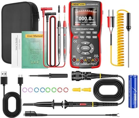 KMGUZRRWD Oscilloscope AOS02 Multimètre Professionnel 9999 Points Numérique 48 M/S 10 MHz Stockage de données de Forme d'onde PC True RMS Transistor(AOS02)