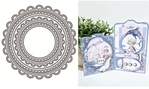 Circular Lace Label Background Board Metal Die Cuts for Card Making | Cutting Dies Kit for Paper Scrapbooking Supplie DIY Stencils for Album Photo Frame Party Wedding Festivals Emboss Decoration