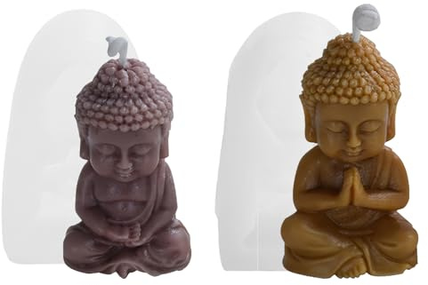 KQDRAVINE Lot de 2 moules en silicone pour bougies - Bouddhisme - Statue de Bouddha - Moule en silicone pour bougies - Moule en silicone pour bougies - Moule à bougies pour la fabrication de bougies