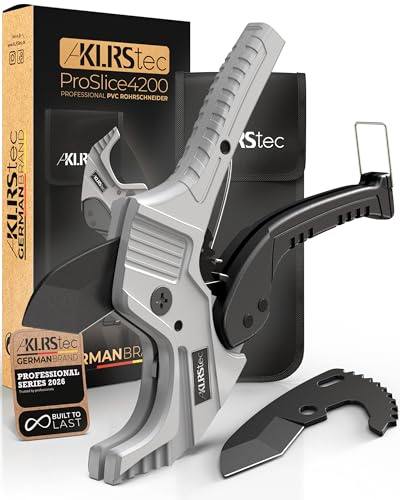 KLRStec Juego de cortador de tubos de PVC profesional ProSlice 4200 (42 mm/1-5/8) Cortador de Tubos Profesional con Carraca para PVC, PE, PP