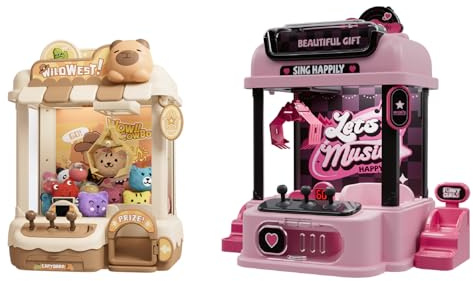 Joyfox Mini Claw Machine for Kids, Cute Capybara Vending Machine for Girls Age 5-6, Candy Grabber Dispenser with Plush Toy and Capsule for Boys, Birthday Gifts for Age 3+, Perfect for Family, Party