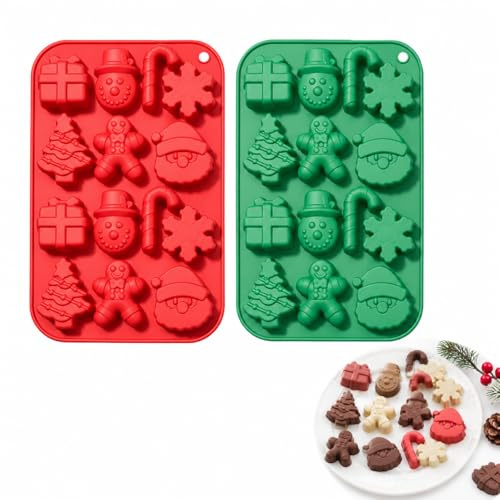 FMPXYYA Silikon Schokoladenform Weihnachten 2 Stück – 3D Schokoladenformen Silikonform für Pralinen Seifen Mini-Kuchen DIY Backform BPA-frei lebensmittelecht flexibel spülmaschinengeeignet hitzebest