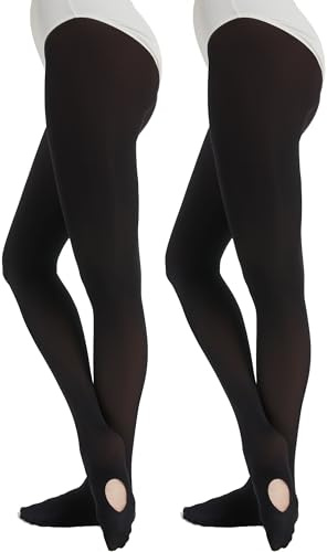 DUCMODA Collant convertibili da donna per danza, semi-opachi, ultra morbidi, per danza classica, per donne e ragazze 2 nero xxl