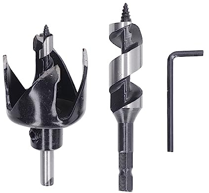 Kugellochsägen-Set, Holzbearbeitungsbohrer, 4 Zinken, Schlangenbohrer für Holz, Kunststoff, Gipskarton, Chrom-Vanadium-Stahl, 54 mm, 22 mm, mit Sechskantschlüssel