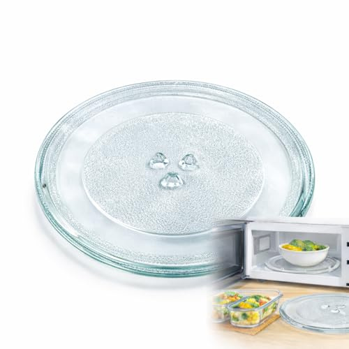 KIJUK Mikrowellenteller Glas 24,5 cm – Universal Ersatzdrehteller für Mikrowelle, Hochtemperaturbeständiger Ersatzteller, Mikrowellen Teller Glas