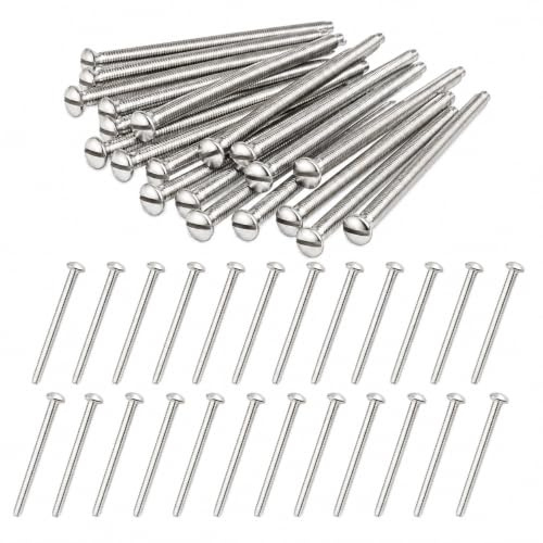 40Ps M3.5 UK Electrical Socket Screws,40mm Electrical Screw,Silver Flat Head Slotted Machine Screws,Electrical Outlet Switch Extender Screws Box Specialised Screws,for Socket Switch,Back,Junction Boxe
