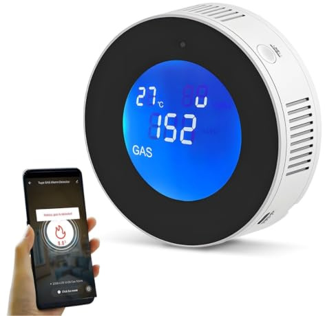 Rilevatore Gas Metano WiFi EN 50194, Sensore CH4 Gas Naturale con App Smart Life, Display LEL, Allarme Sonoro 85dB, Notifiche Smartphone, per Cucina, Caldaia e Abitazioni