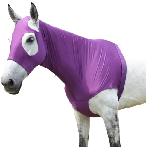 Gallopoff Protection du cou pour l'eczéma, protection de la poitrine pour cheval, couverture de cou pour cheval, protection des épaules pour chevaux, capuche extensible avec fermeture éclair et