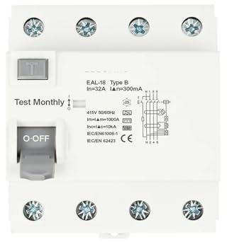 briseur Disjoncteur de courant résiduel 4P 10/30/100/300mA(10mA,4P 20A)