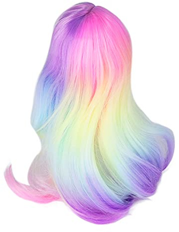 HUSHUI Parrucca per Bambola con Giunto Sferico Colore Sfumato Morbida Ed Elastica Alta Simulazione per Bambole da 21-24 Cm, Fibra Ad Alta Temperatura, 1 Pezzo (Colore arcobaleno)