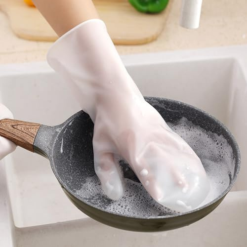 HELEVIA de Vaisselle en Silicone, de Nettoyage Réutilisables, Isolés et Imperméables avec Poignée Antidérapante pour les Travaux Ménagers de Cuisine (Grise)