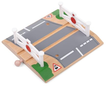 Bigjigs Rail Level Crossing, Wooden Train Track Accessory | Compatible with Most Major Wooden Railway Brands, Wooden Train Track Accessory Age 3+