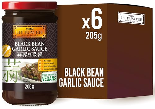 Lee Kum Kee Black Bean Garlic Sauce, Vegan, 205 g Pack of 6 | Vegan black bean garlic sauce for beef, chicken, seafood, vegetables, steamed dishes and quick stir-fries.