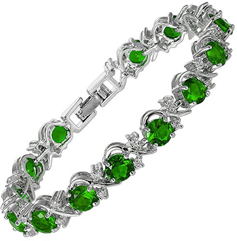 RIZILIA BLOSSOM Mehrfarbig CZ 18K Weißgold vergoldet Tennisarmband Damen | Bunt Geburtsstein Armband, 6mm Rundschliff Zirkonia, 16,5/18/19 cm, Edelstein Schmuck zum Stapeln & Hochzeit