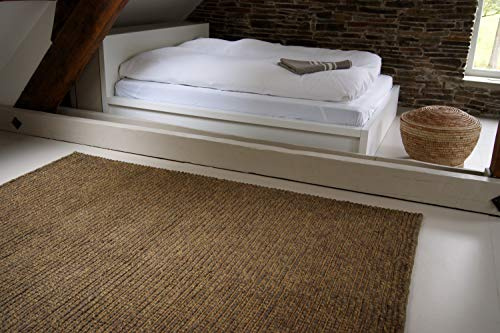 floor factory Alfombra Moderna Natural Yute marrón 200x290cm moqueta Tejida a Mano de 100% Fibras Naturales