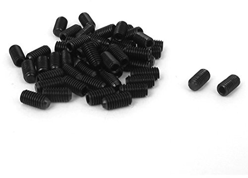 sourcing map Vis Pointeau Conique pour Poignée de Porte Vis Sans Tête Hexagonale M3x6mm 0,5 mm pas acier alliage 12,9 réglage 50pcs